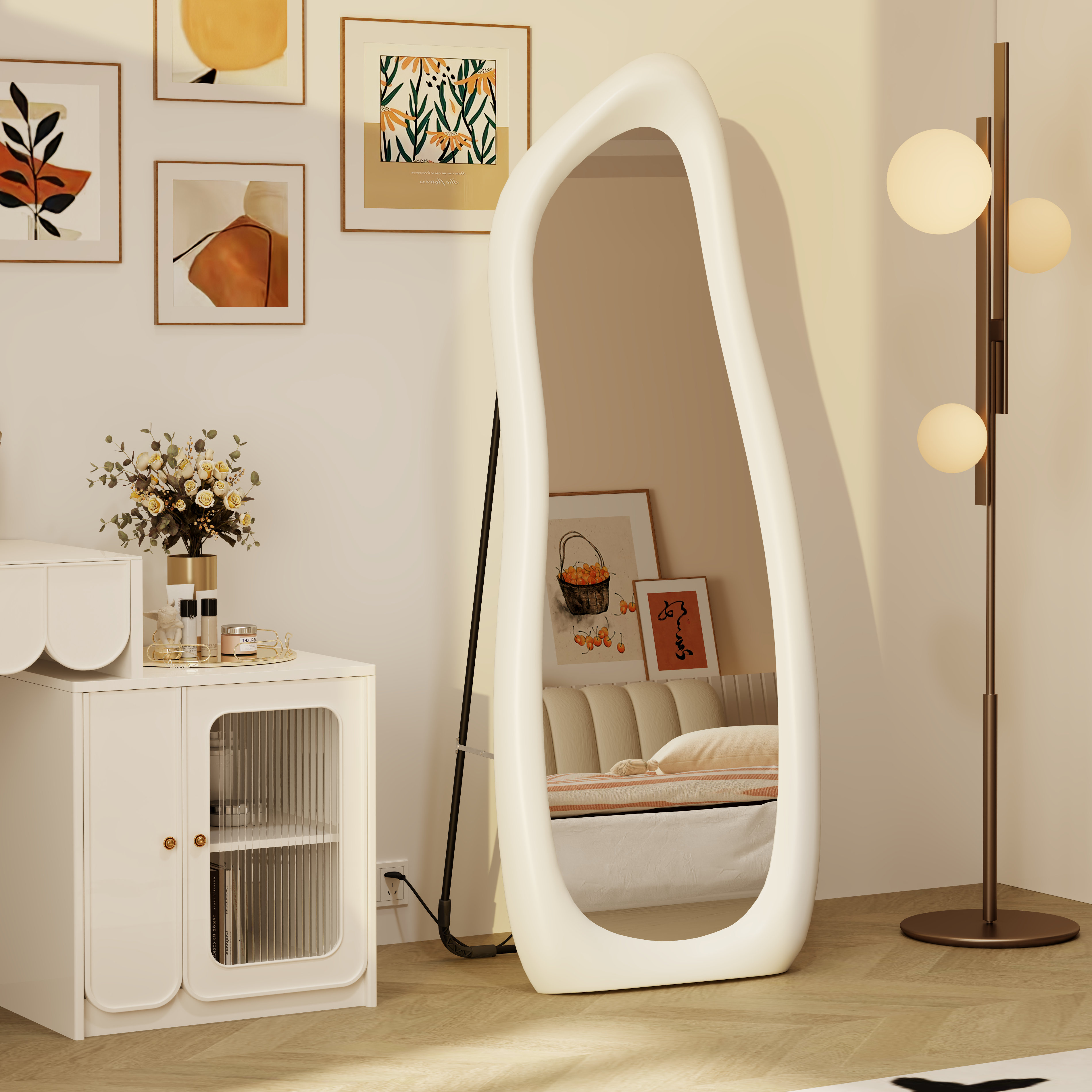 LIFREE Beveled Full Length Mirror with RGB Lights, 63"x23.6" LED Full